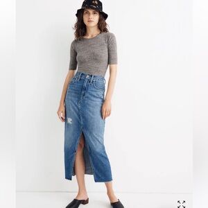 Madewell Gray Ribbed Bodysuit